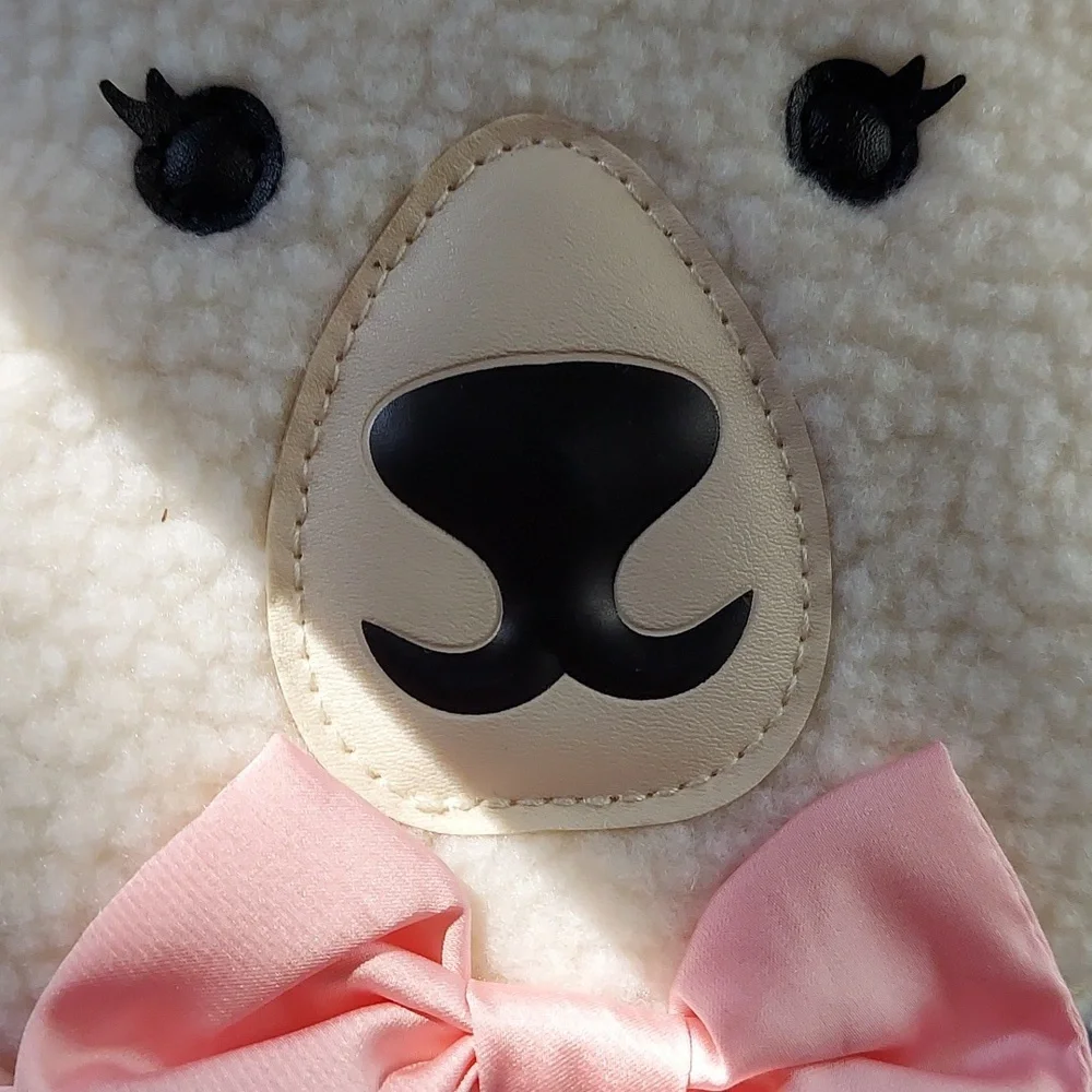 Polar Bear Plush Mini Backpack - White & Pink 6.5